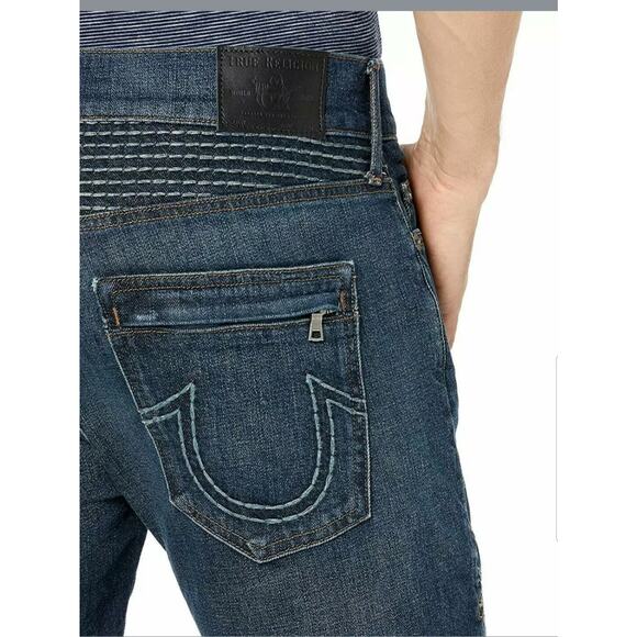 True Religion Classic Rocco Moto in Indigo Moonshine Blue Jeans 40x34 NWT $229 - Picture 2 of 8